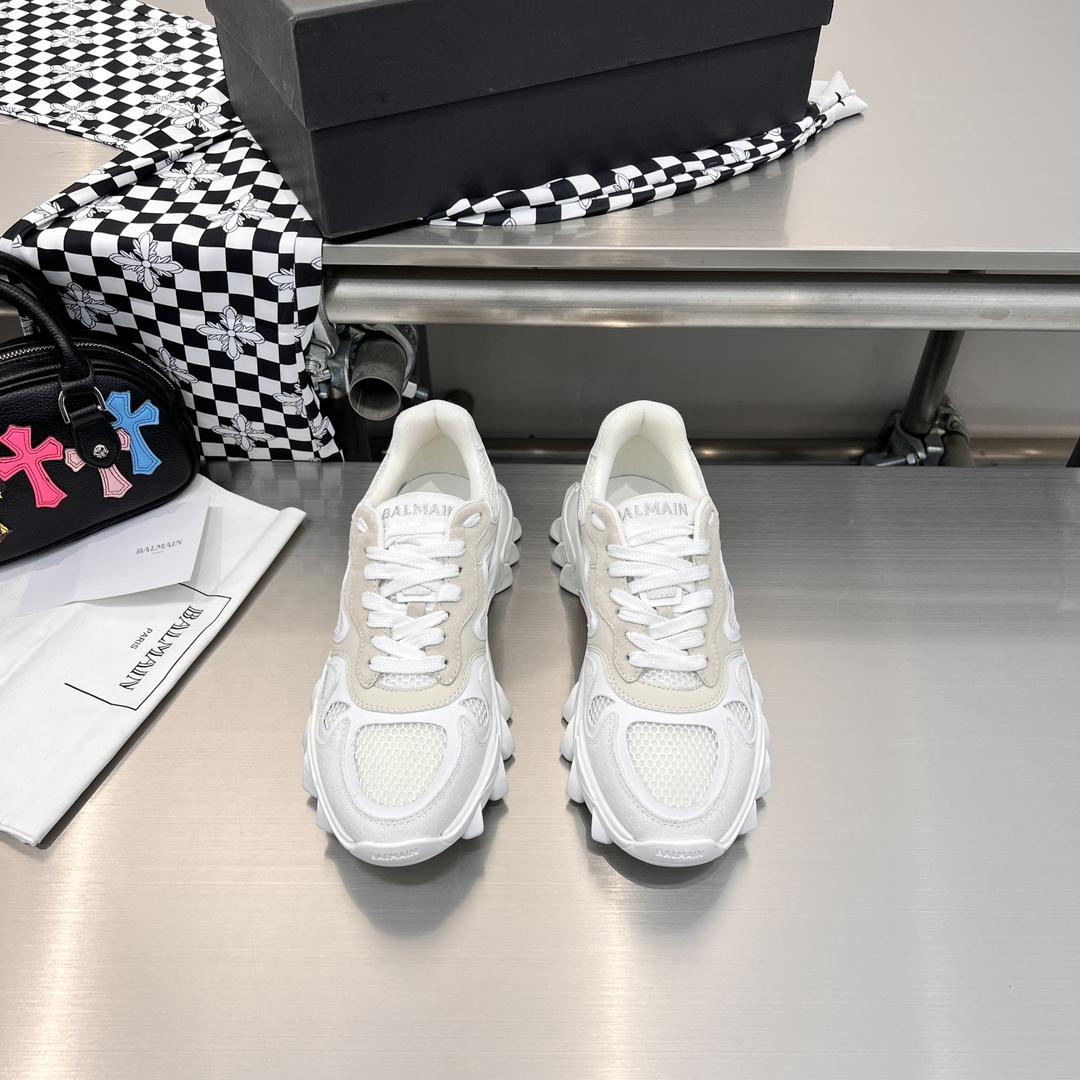 Balmain B-East Trainer In leather, Suede And Mesh - PerfectKickZ