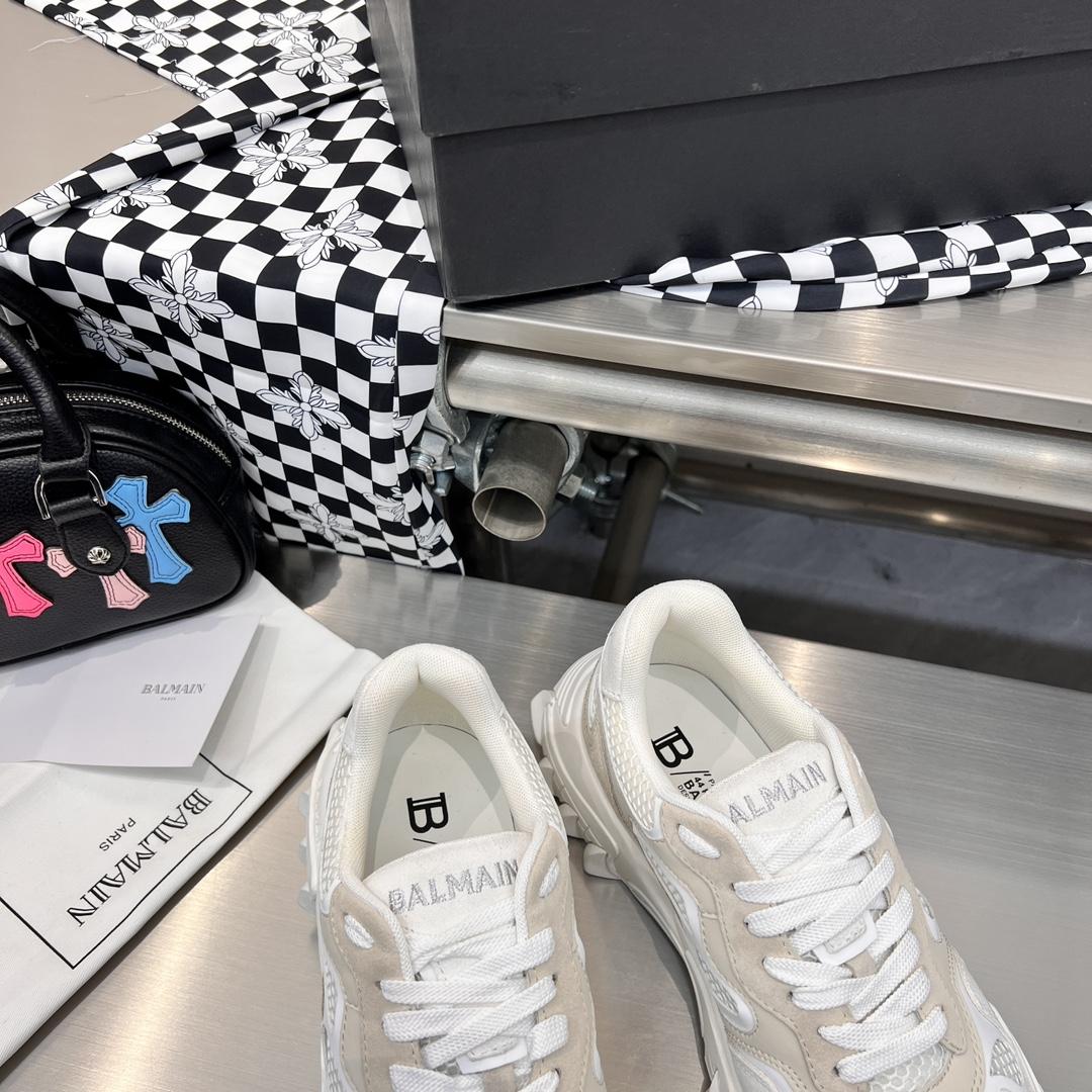 Balmain B-East Trainer In leather, Suede And Mesh - PerfectKickZ