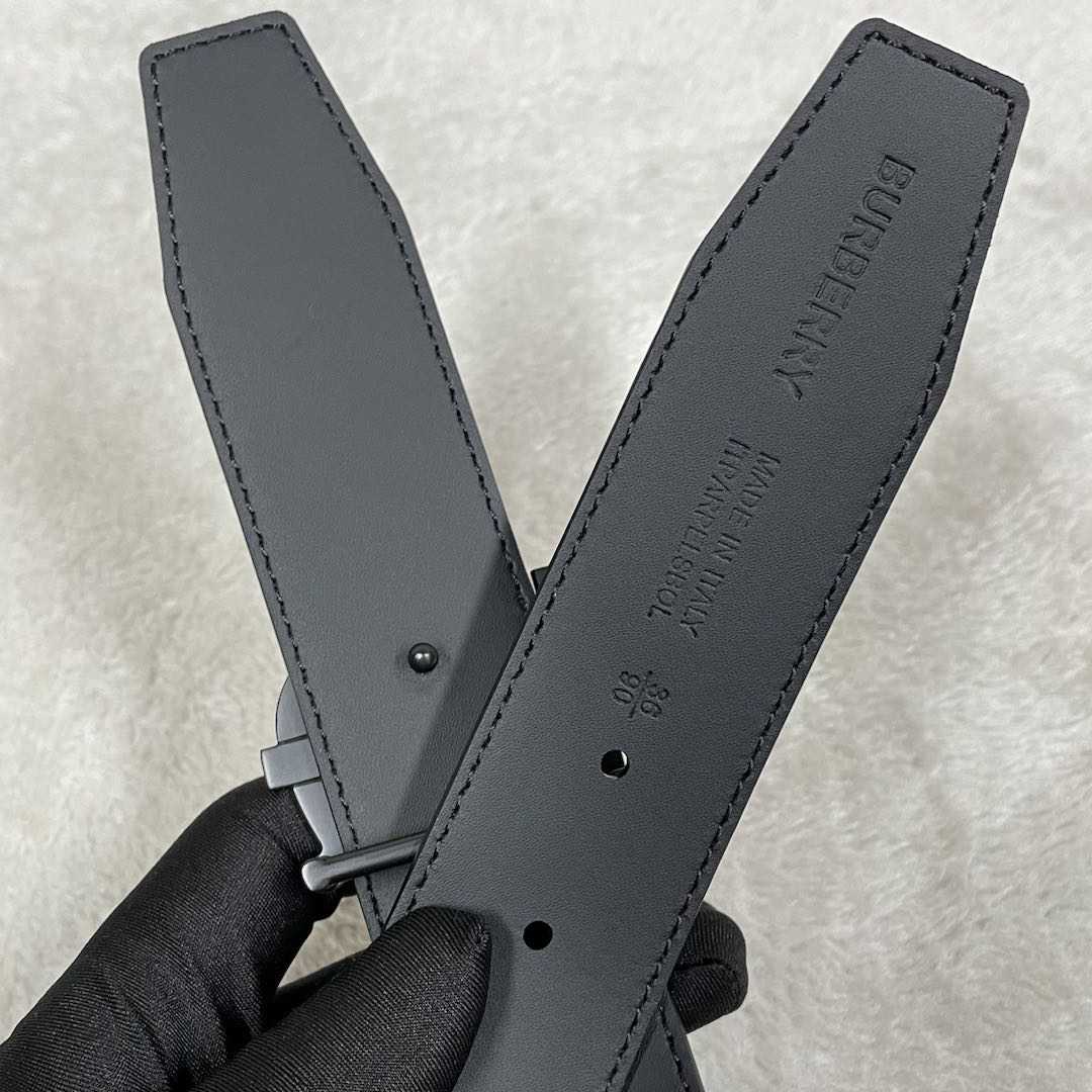 Burberry Check And Leather Reversible TB Belt - PerfectKickZ