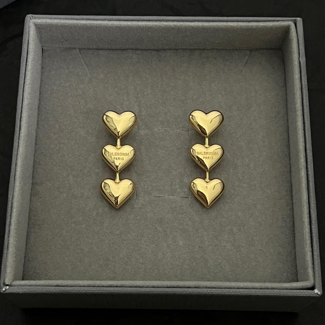 Balenciaga Women's Heart Earrings In Gold - PerfectKickZ