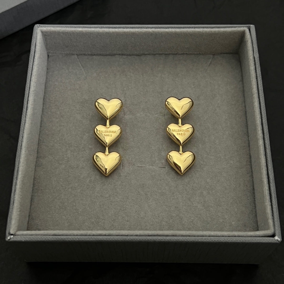Balenciaga Women's Heart Earrings In Gold - PerfectKickZ