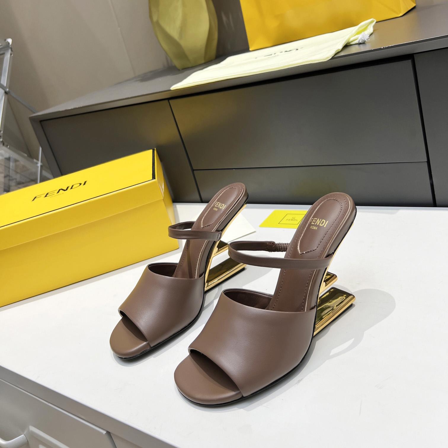 Fendi First Black Leather High-Heeled Sandals - PerfectKickZ