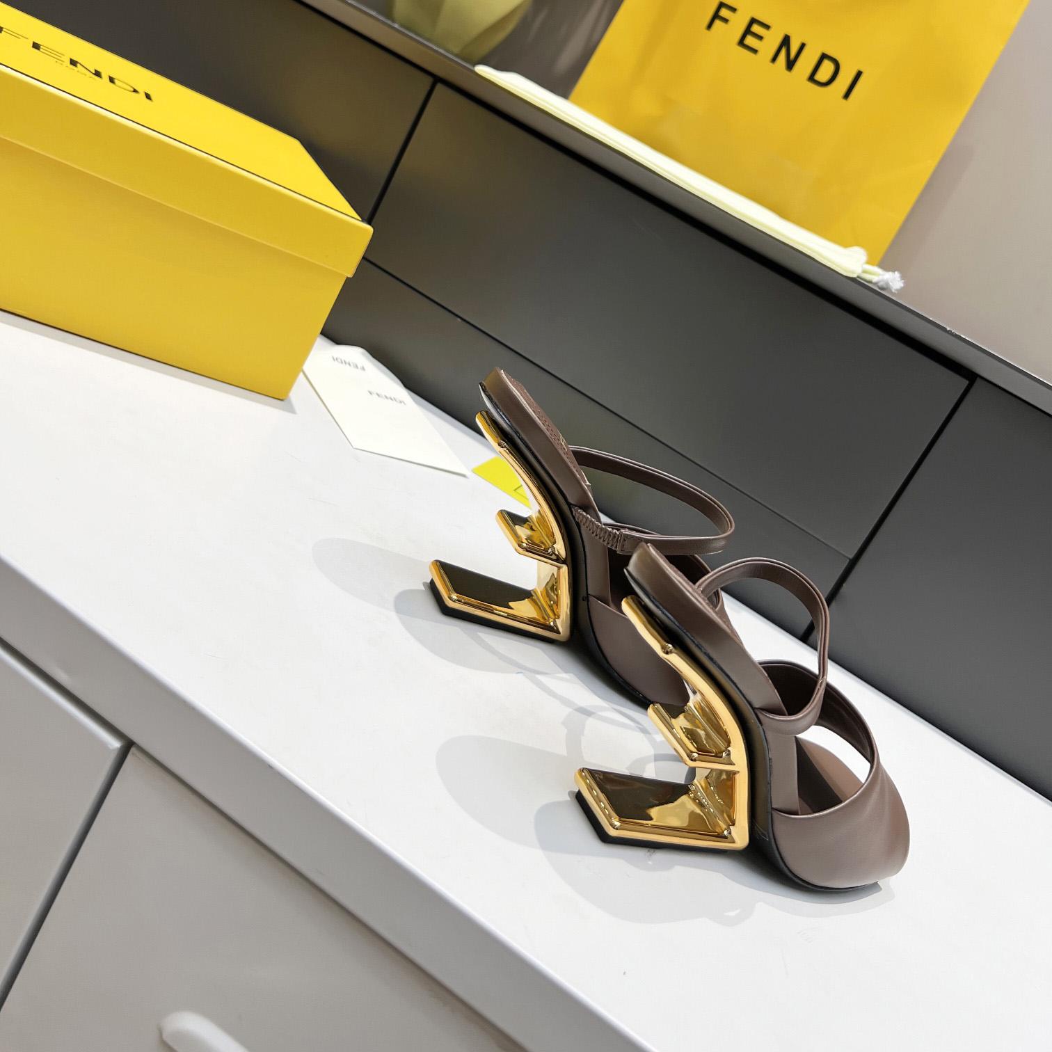 Fendi First Black Leather High-Heeled Sandals - PerfectKickZ