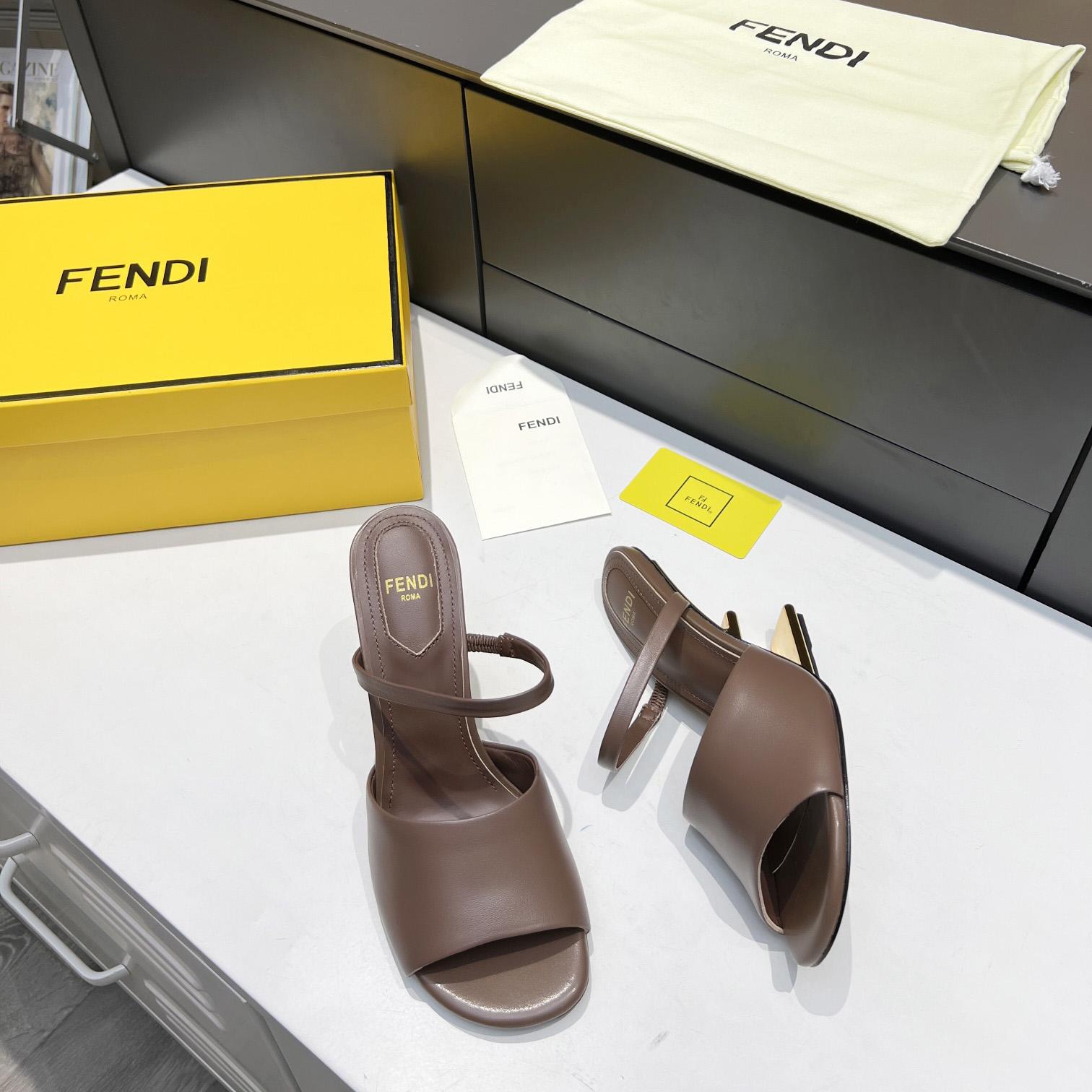 Fendi First Black Leather High-Heeled Sandals - 