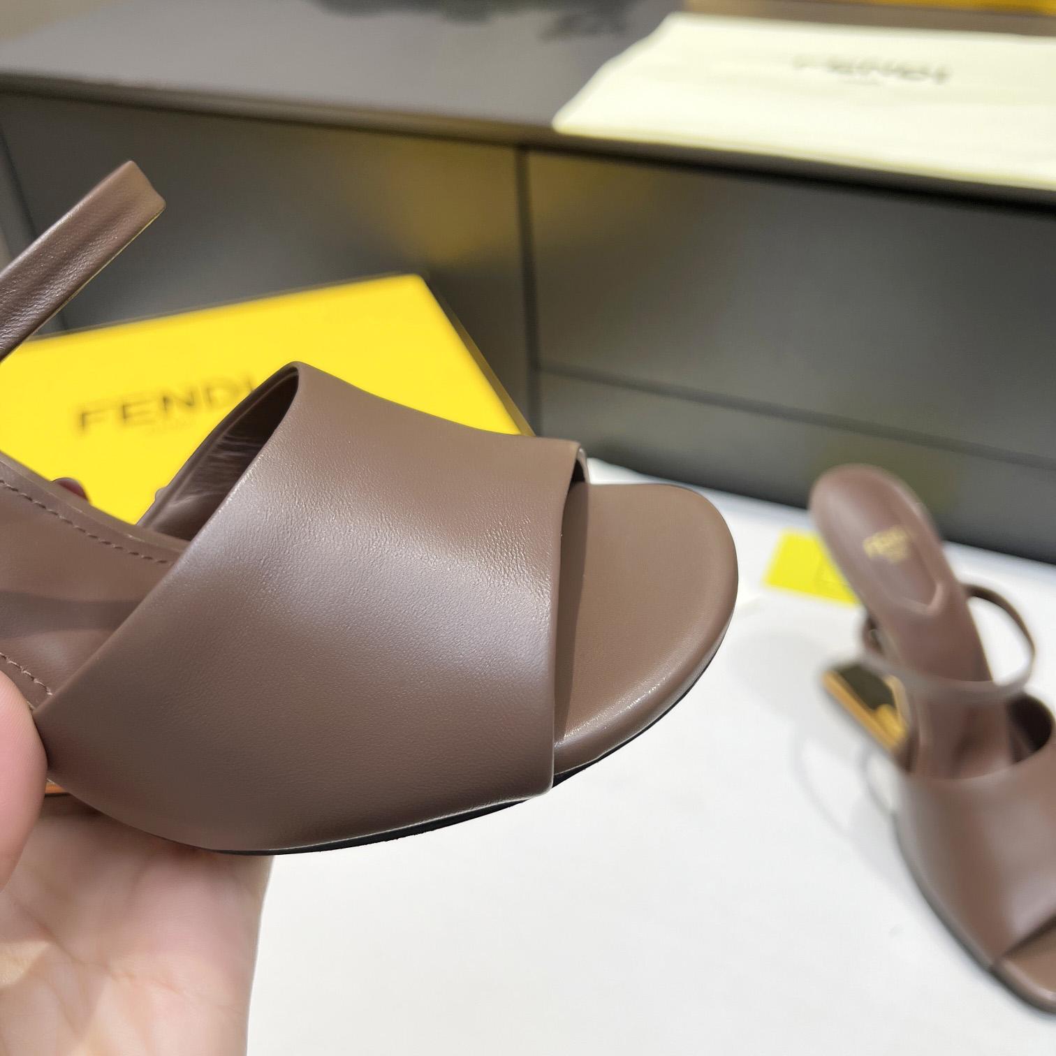 Fendi First Black Leather High-Heeled Sandals - 