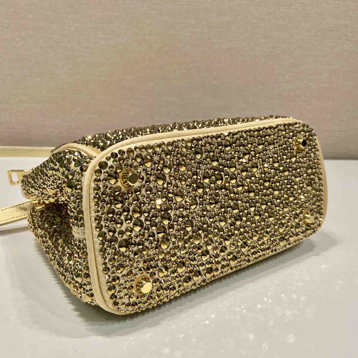 Prada Galleria Satin Mini-bag With Crystals - PerfectKickZ