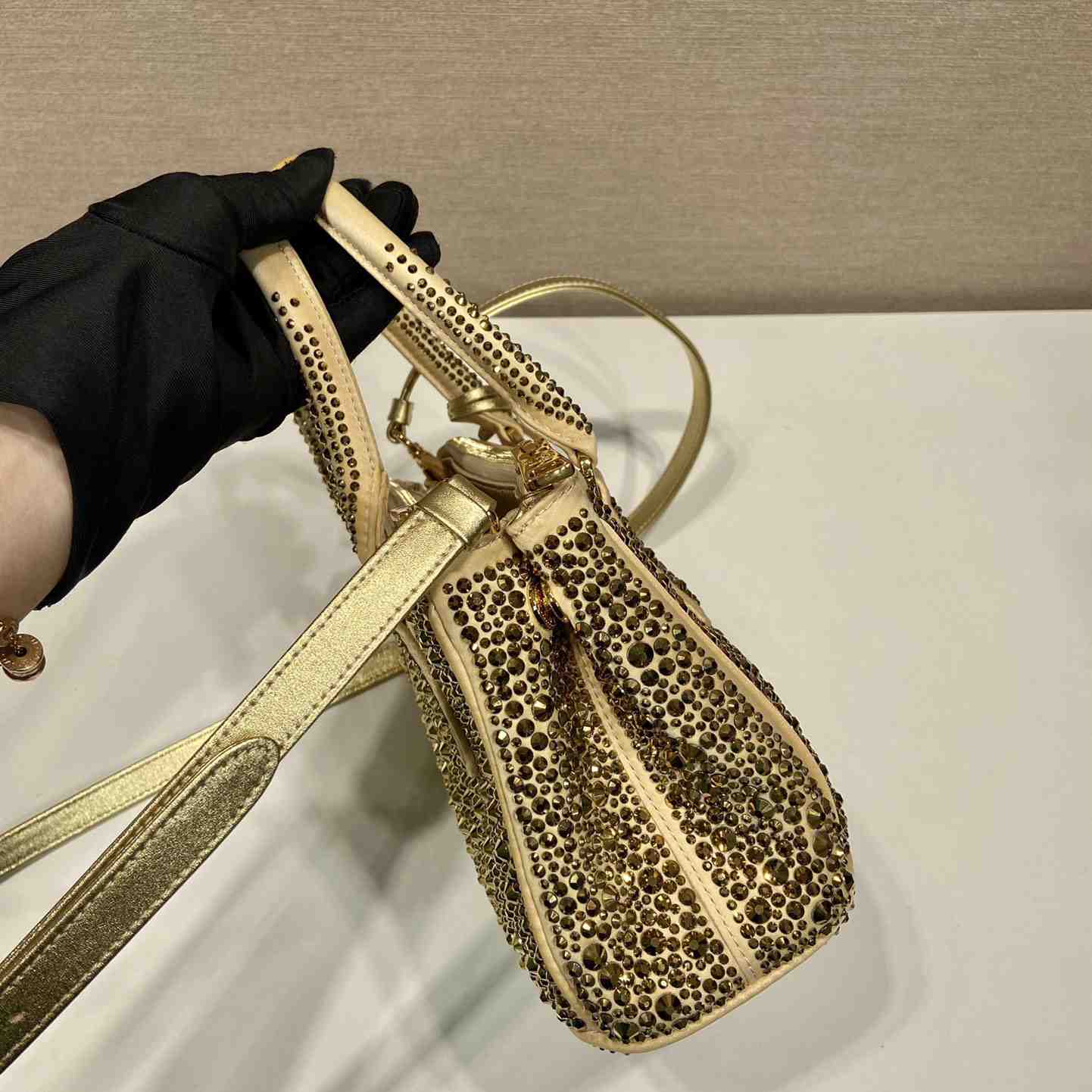 Prada Galleria Satin Mini-bag With Crystals - PerfectKickZ