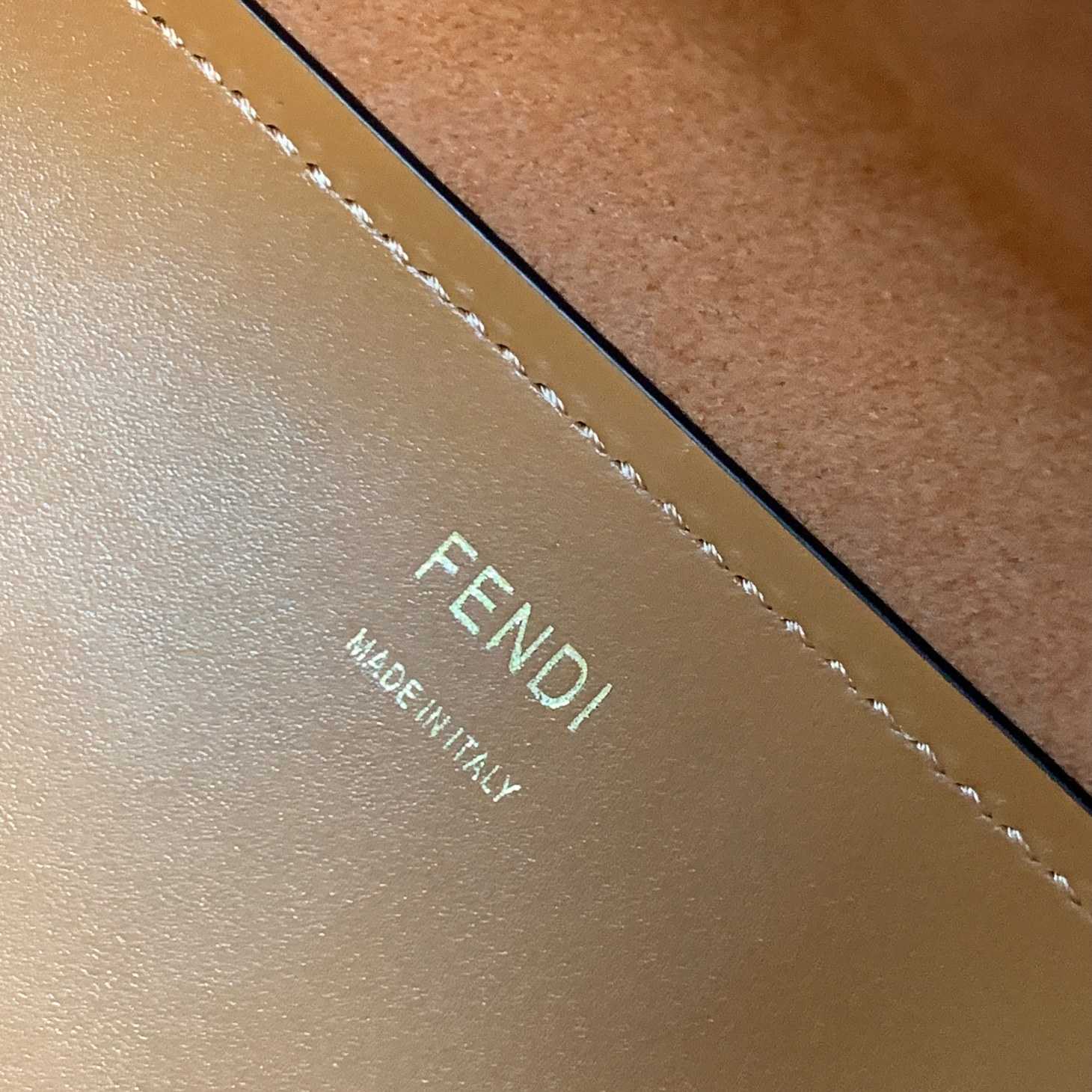 Fendi Sunshine Medium Light Brown Leather And Elaphe Shopper Bag - PerfectKickZ