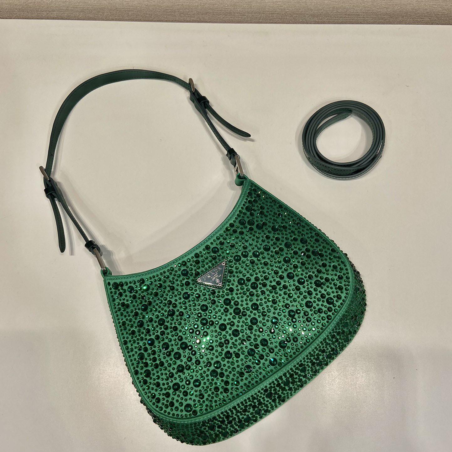 Prada Cleo Satin Bag With Crystals - 