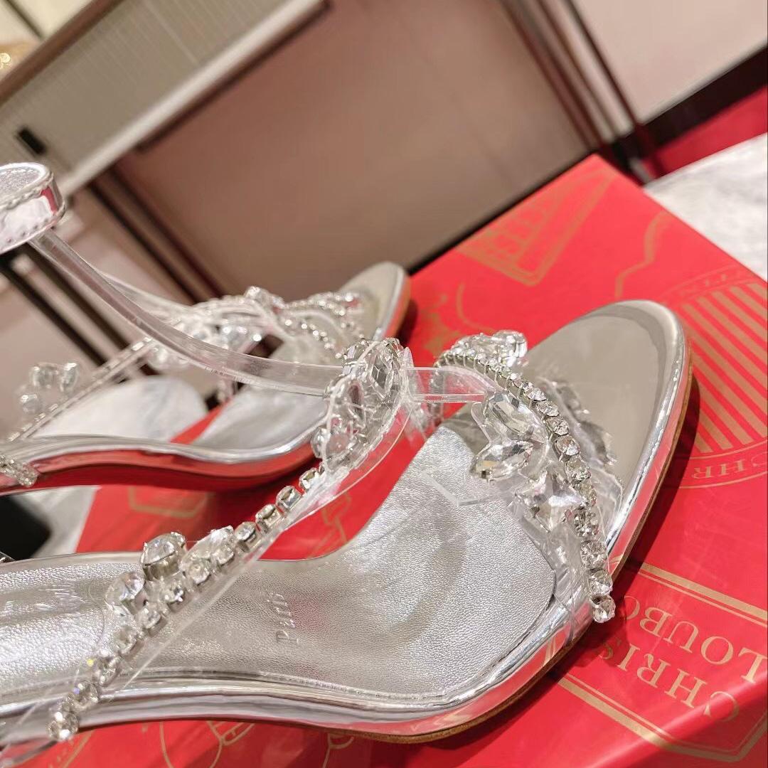 Christian Louboutin Joli Queen 100 Crystal-Embellished Ankle-Strap Sandlas - PerfectKickZ