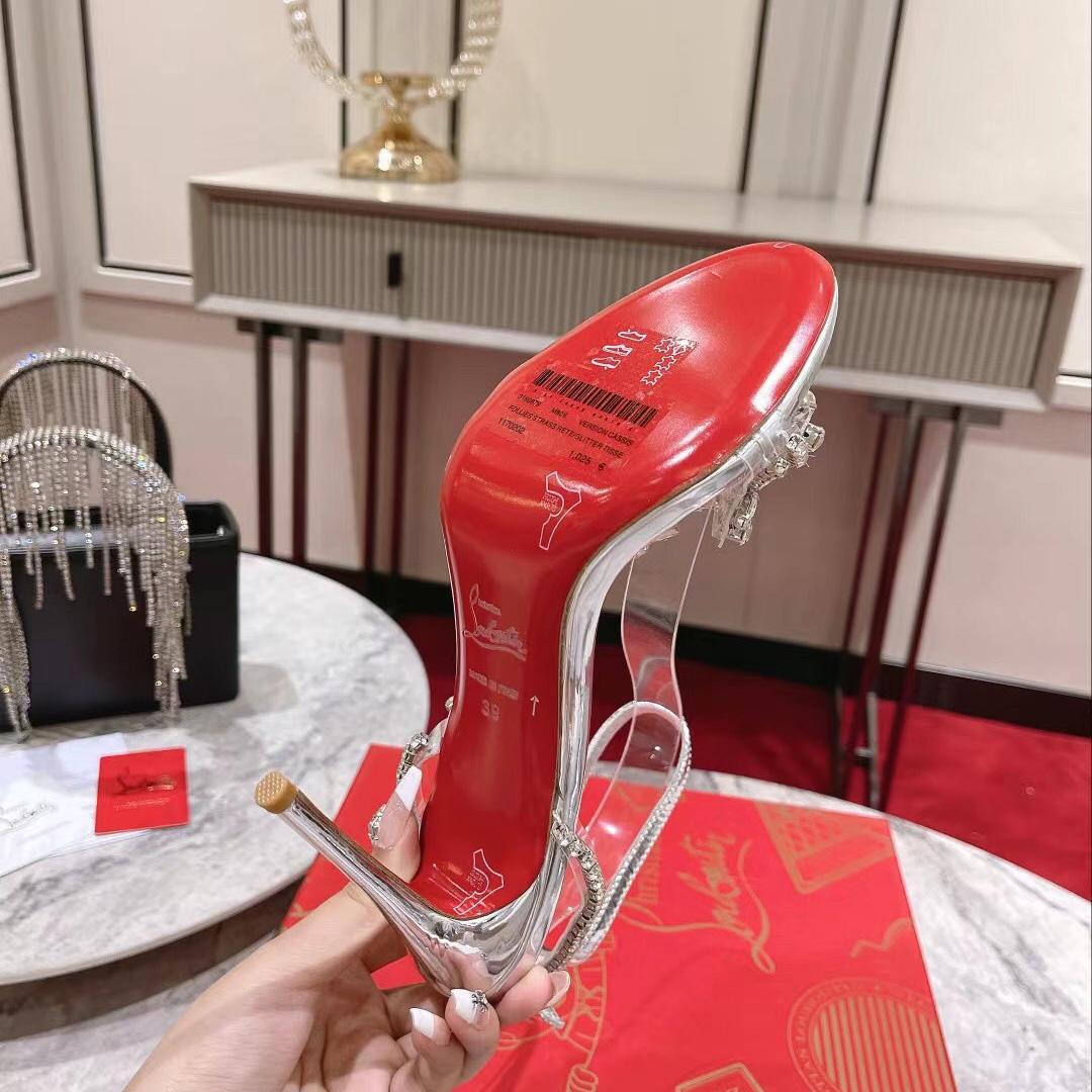Christian Louboutin Joli Queen 100 Crystal-Embellished Ankle-Strap Sandlas - PerfectKickZ