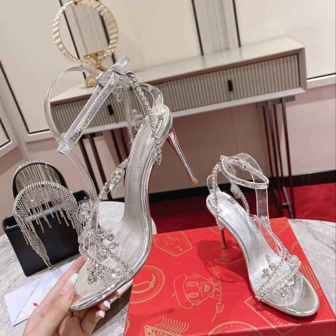 Christian Louboutin Joli Queen 100 Crystal-Embellished Ankle-Strap Sandlas - PerfectKickZ