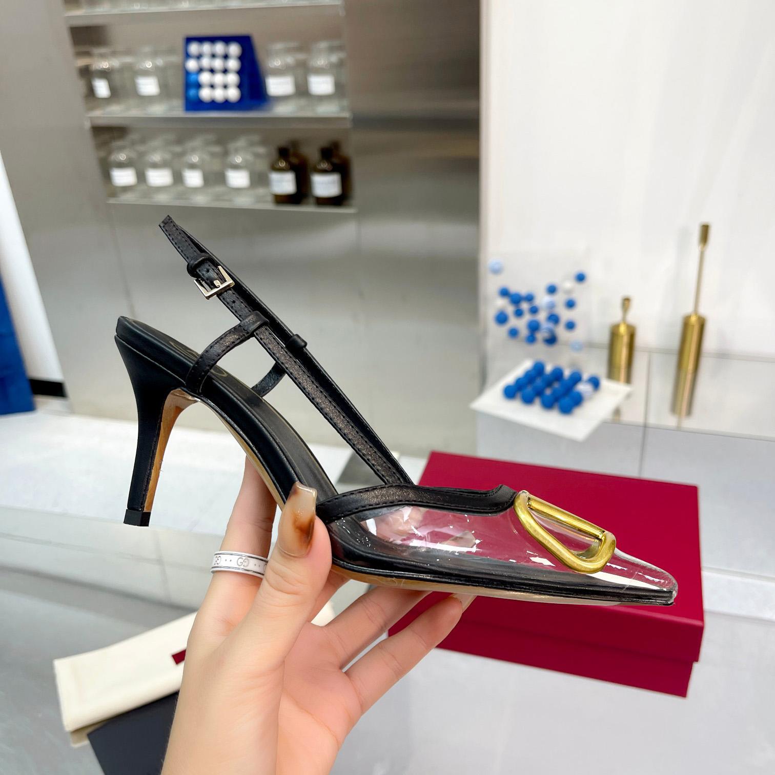 Valenti  VLogo Signature Slingback Pump In Transparent Polymer Material  80MM - PerfectKickZ