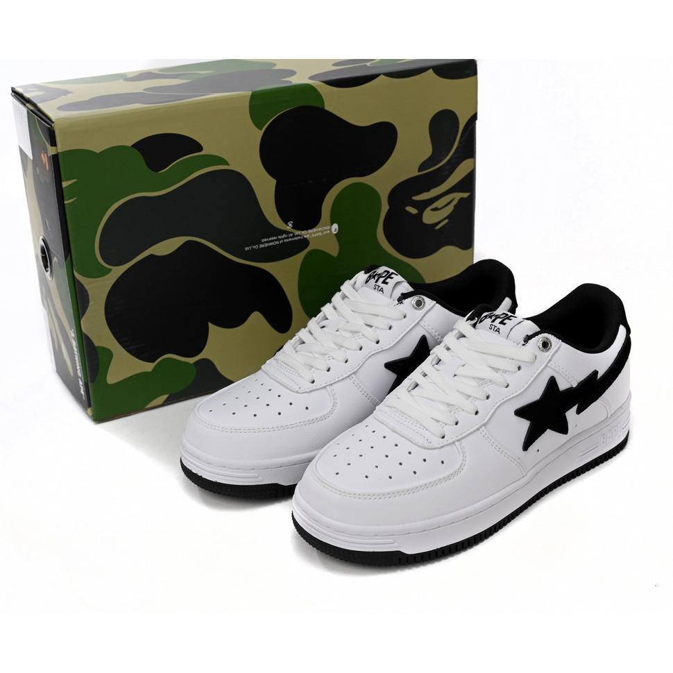 Bape Sta Sta Low White And Black Tick Sneaker     1173-191-912  - PerfectKickZ