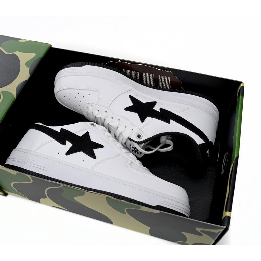 Bape Sta Sta Low White And Black Tick Sneaker     1173-191-912  - PerfectKickZ