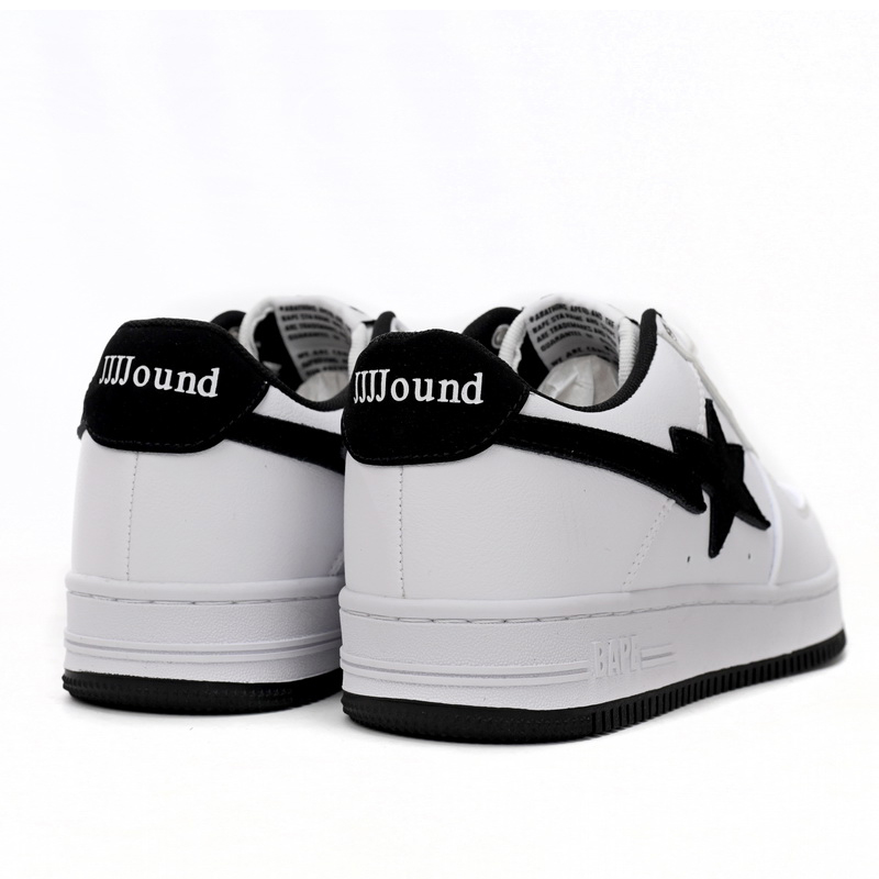 Bape Sta Sta Low White And Black Tick Sneaker     1173-191-912  - PerfectKickZ