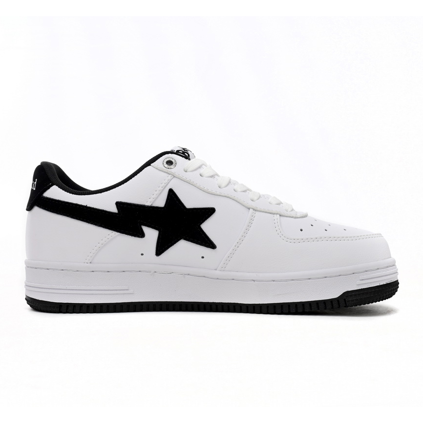Bape Sta Sta Low White And Black Tick Sneaker     1173-191-912  - PerfectKickZ