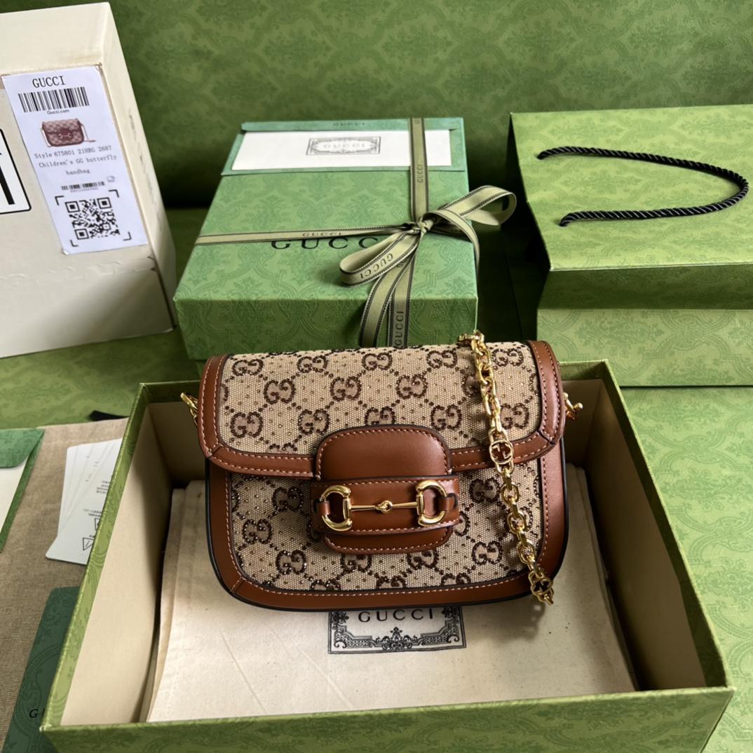 Gucci Horsebit 1955 GG Mini Bag(20.5x14x5cm)   - PerfectKickZ