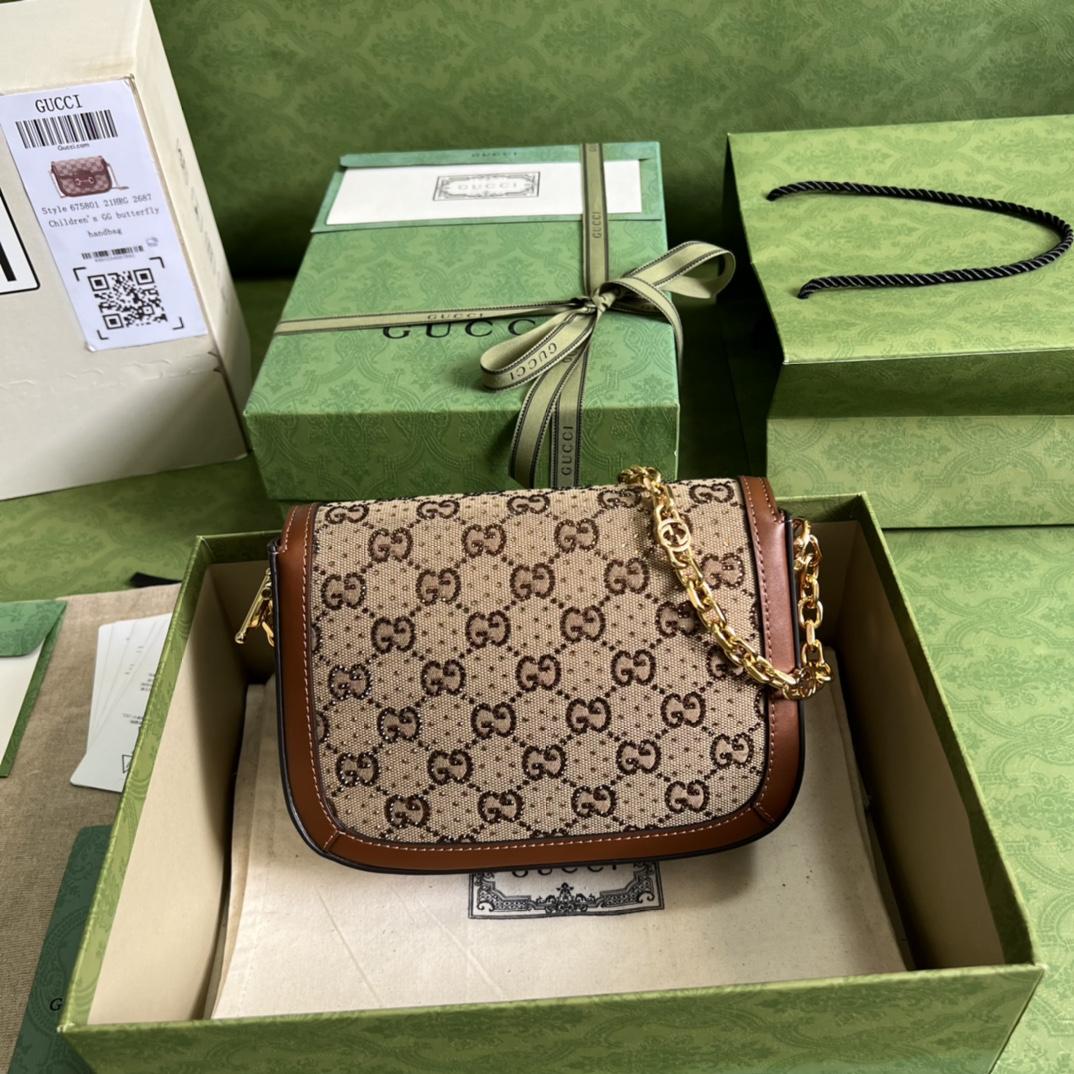 Gucci Horsebit 1955 GG Mini Bag(20.5x14x5cm)   - 
