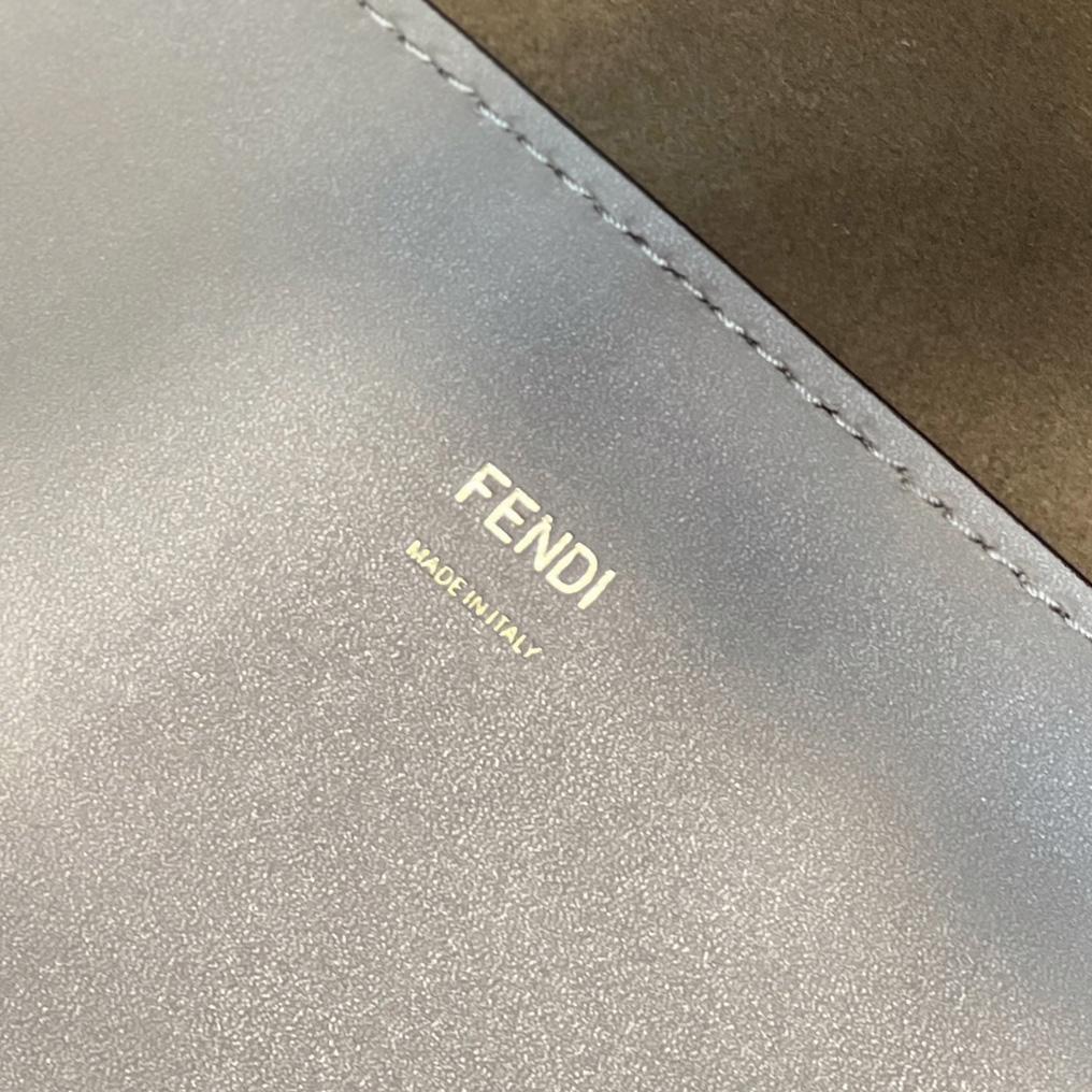 Fendi Sunshine Medium Beige Leather And Elaphe Shopper - PerfectKickZ