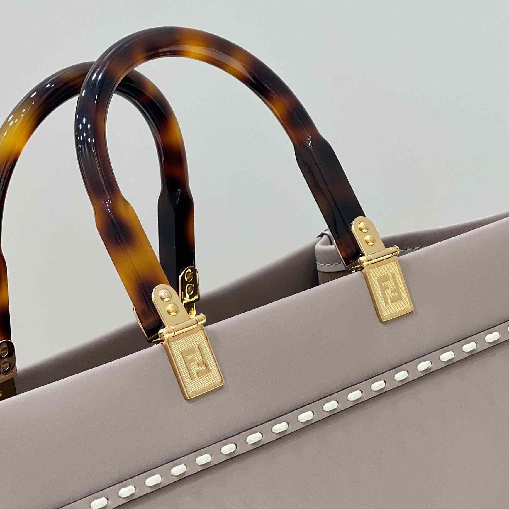 Fendi Sunshine Medium Beige Leather And Elaphe Shopper - PerfectKickZ