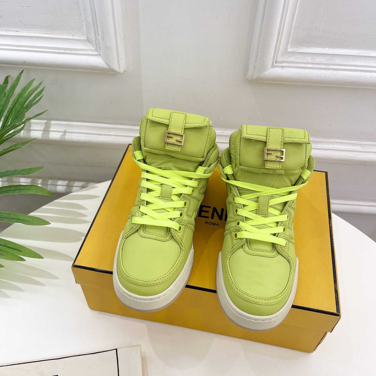 Fendi Match Acid Green Nylon High-Tops Sneaker - PerfectKickZ