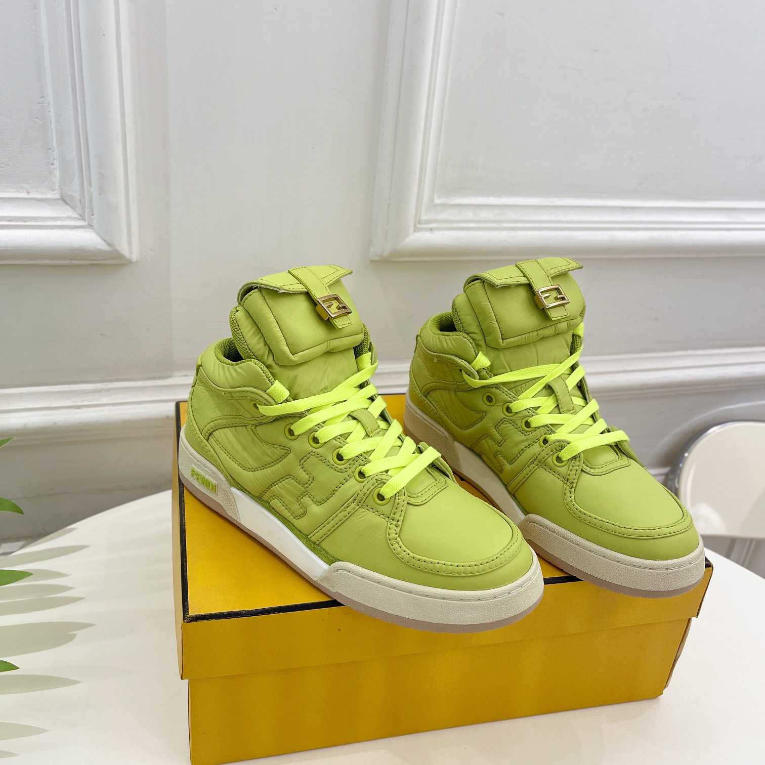 Fendi Match Acid Green Nylon High-Tops Sneaker - PerfectKickZ