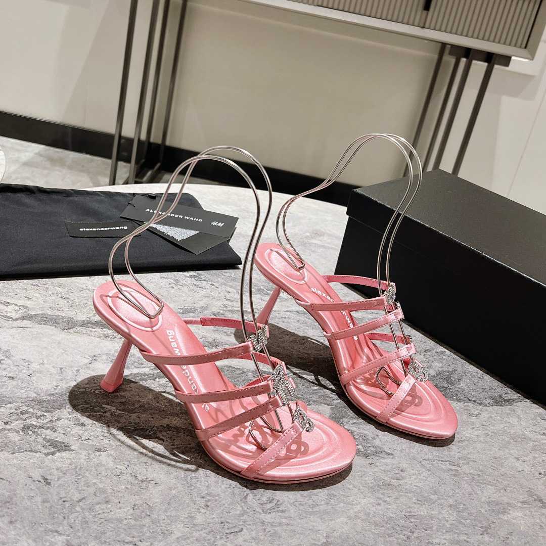 Alexander Wang Nala 65/80 Logo Sandal In Satin - PerfectKickZ