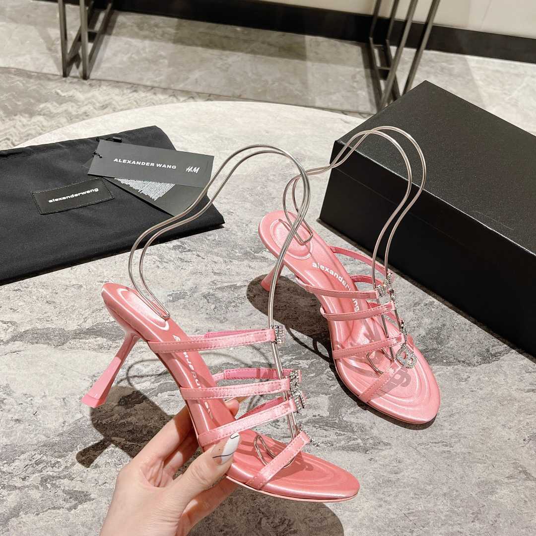 Alexander Wang Nala 65/80 Logo Sandal In Satin - PerfectKickZ
