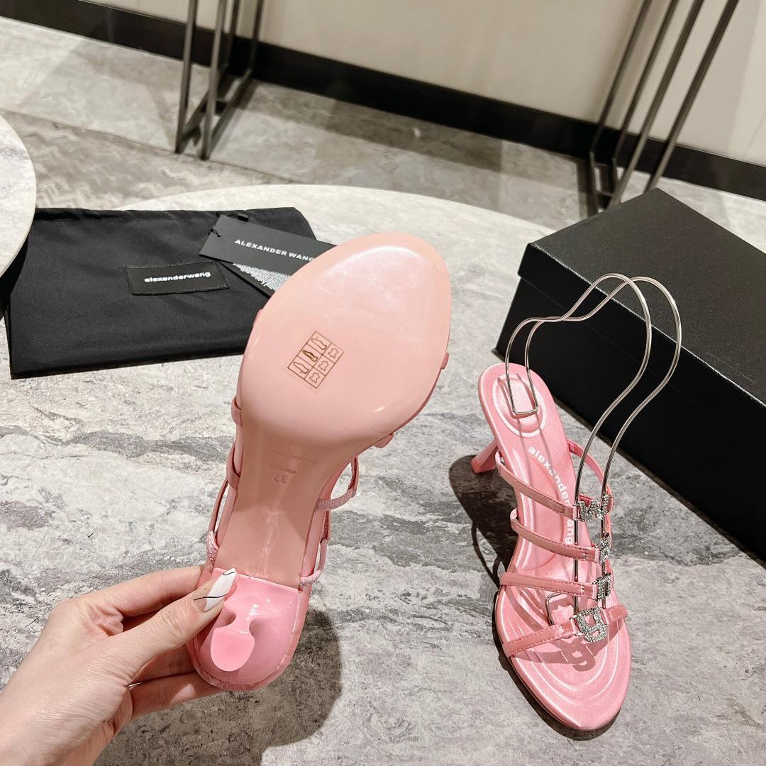 Alexander Wang Nala 65/80 Logo Sandal In Satin - PerfectKickZ