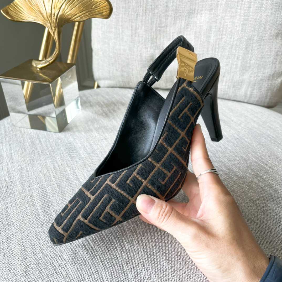 Balmain Monogram-pattern slingback Pumps - 