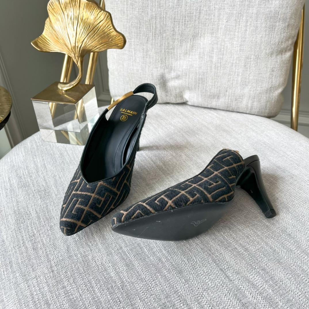 Balmain Monogram-pattern slingback Pumps - 