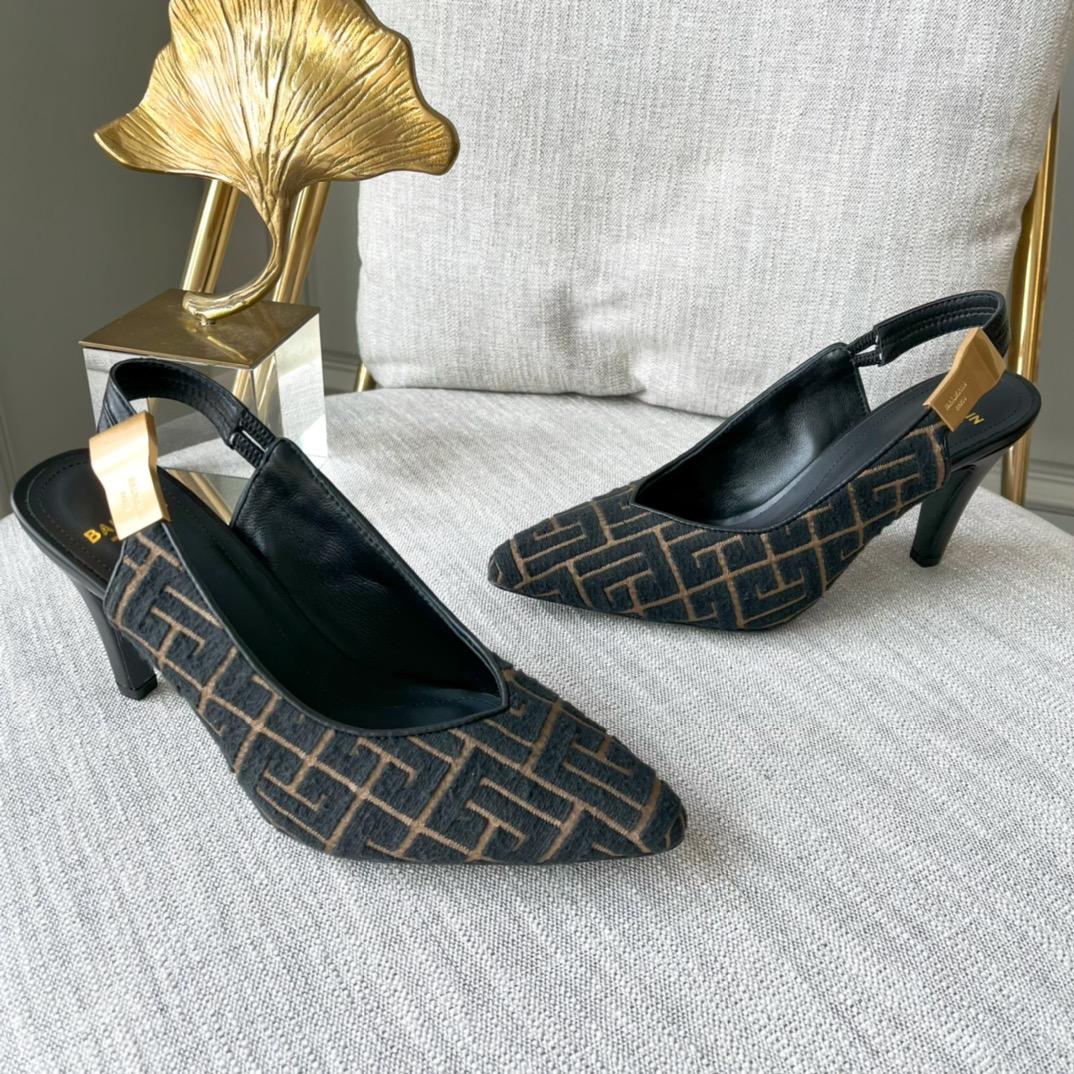 Balmain Monogram-pattern slingback Pumps - PerfectKickZ
