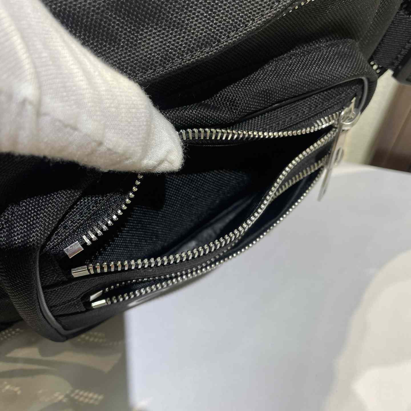 Celine Large Zipped Belt Bag Trekking In Nylon With Celine Print Black - PerfectKickZ