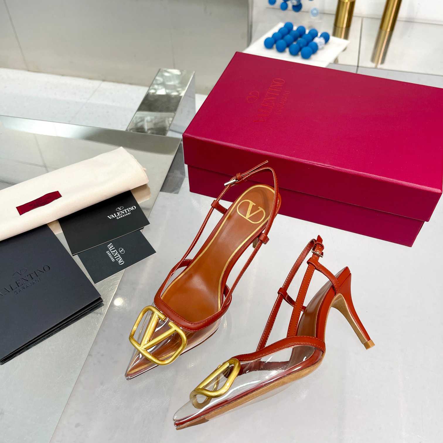 Valenti VLogo Signature Slingback Pump In Transparent Polymer Material  80MM - PerfectKickZ