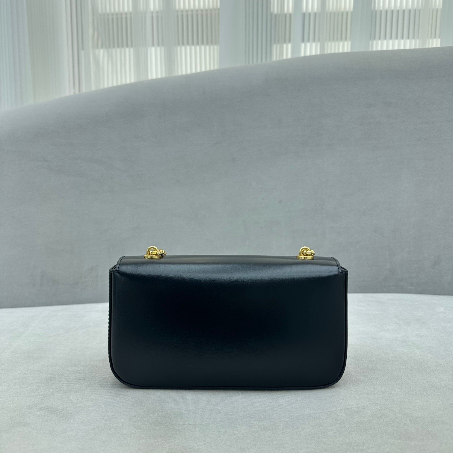 Celine Chain Shoulder Bag Triomphe With Strass Closure In Shiny Calfskin  - 