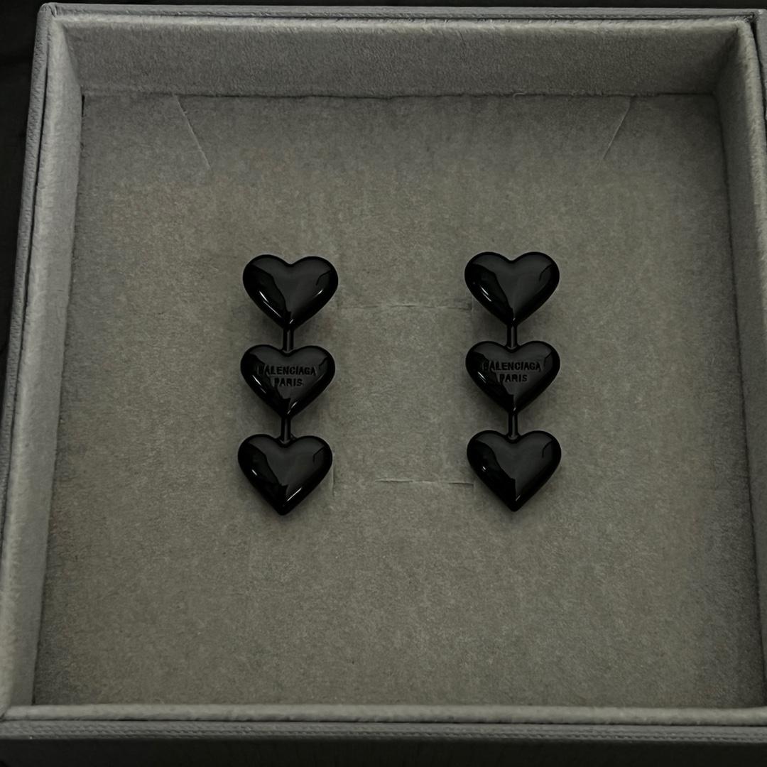 Balenciaga Women's Heart Earrings In Black - PerfectKickZ
