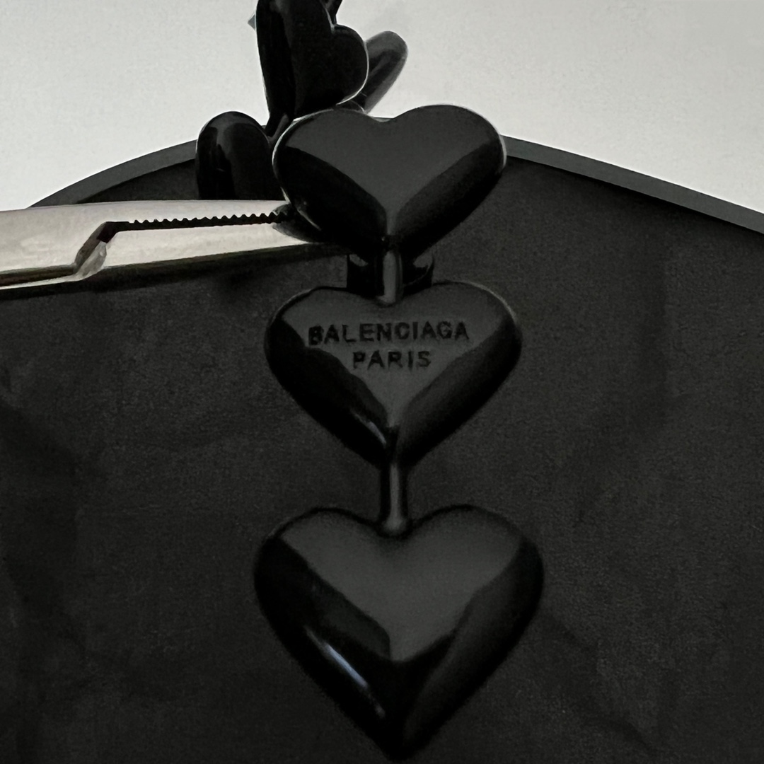 Balenciaga Women's Heart Earrings In Black - PerfectKickZ