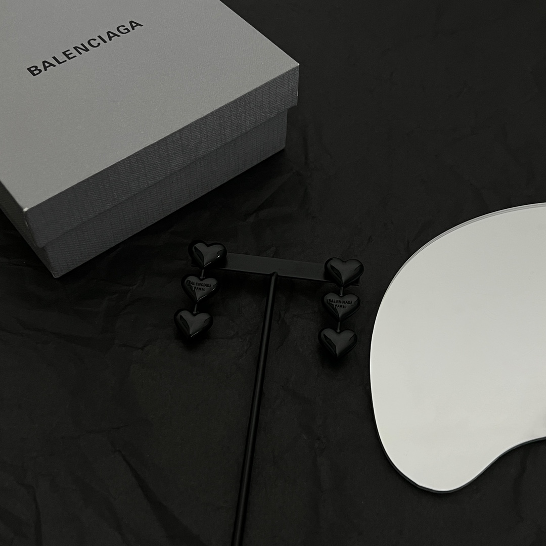 Balenciaga Women's Heart Earrings In Black - PerfectKickZ
