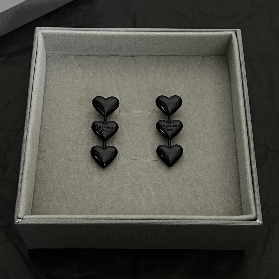 Balenciaga Women's Heart Earrings In Black - PerfectKickZ