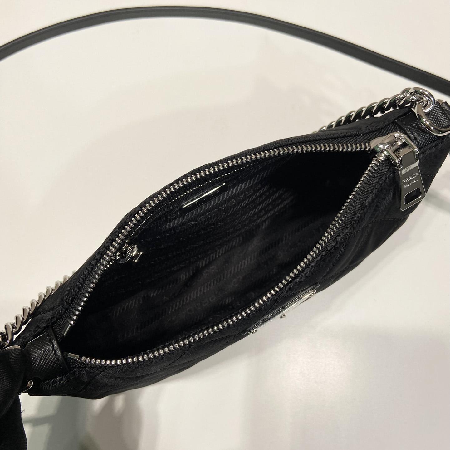 Prada Tessuto Nylon Quilted Chain Convertible Crossbody Bag - 