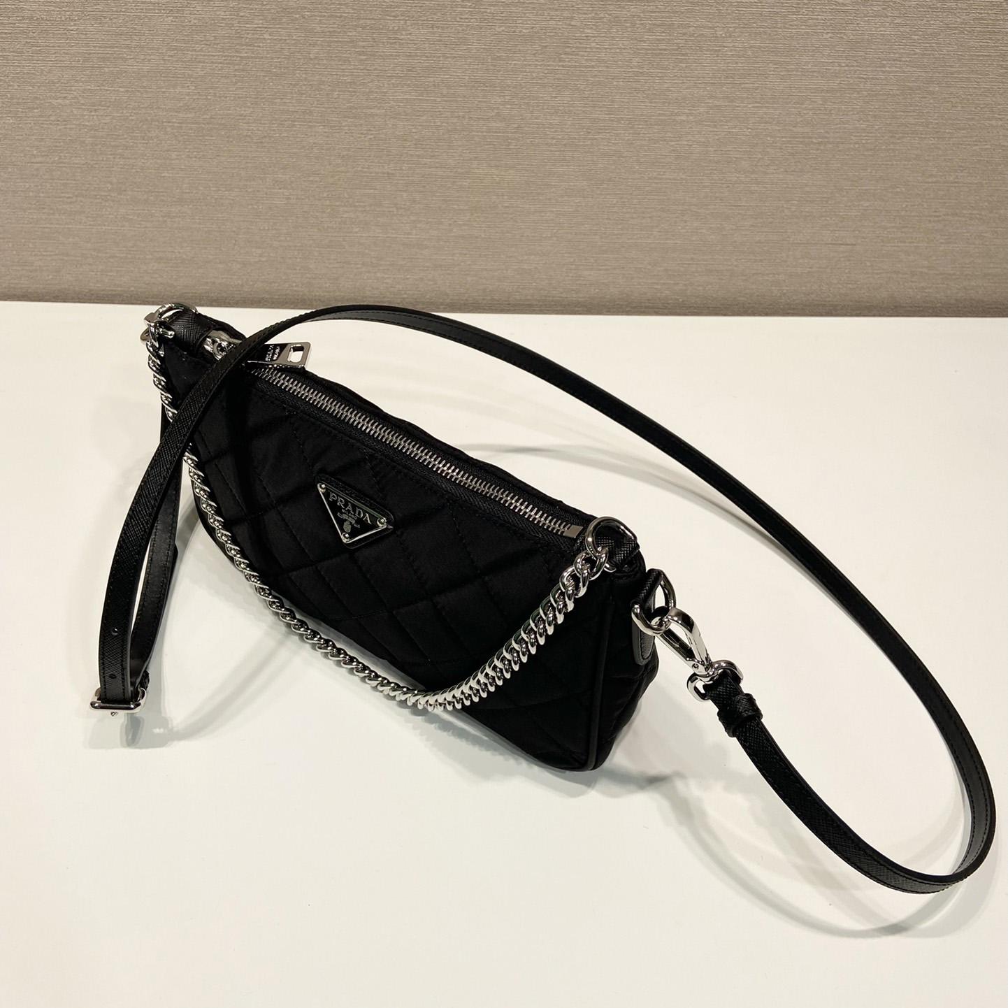 Prada Tessuto Nylon Quilted Chain Convertible Crossbody Bag - 