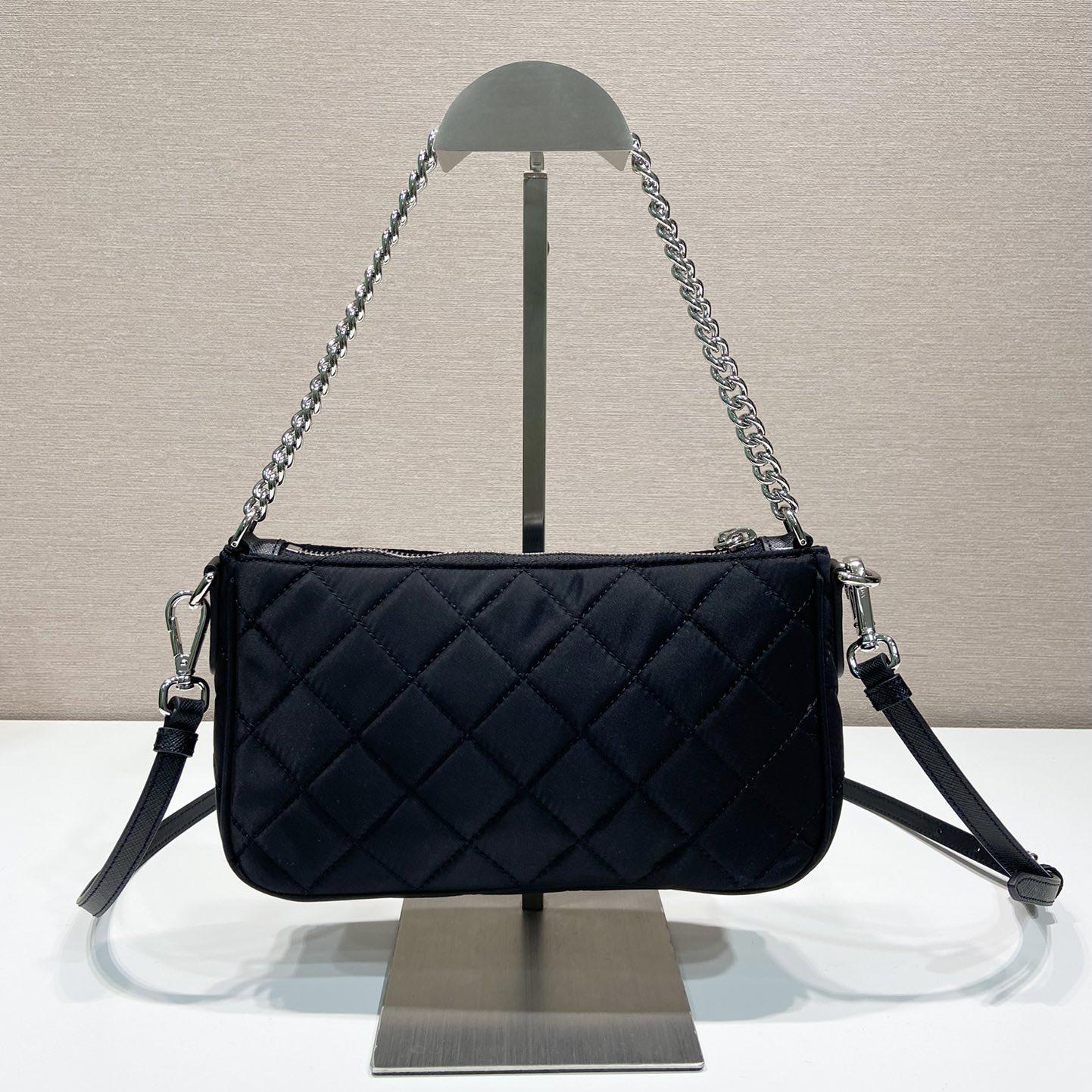 Prada Tessuto Nylon Quilted Chain Convertible Crossbody Bag - 