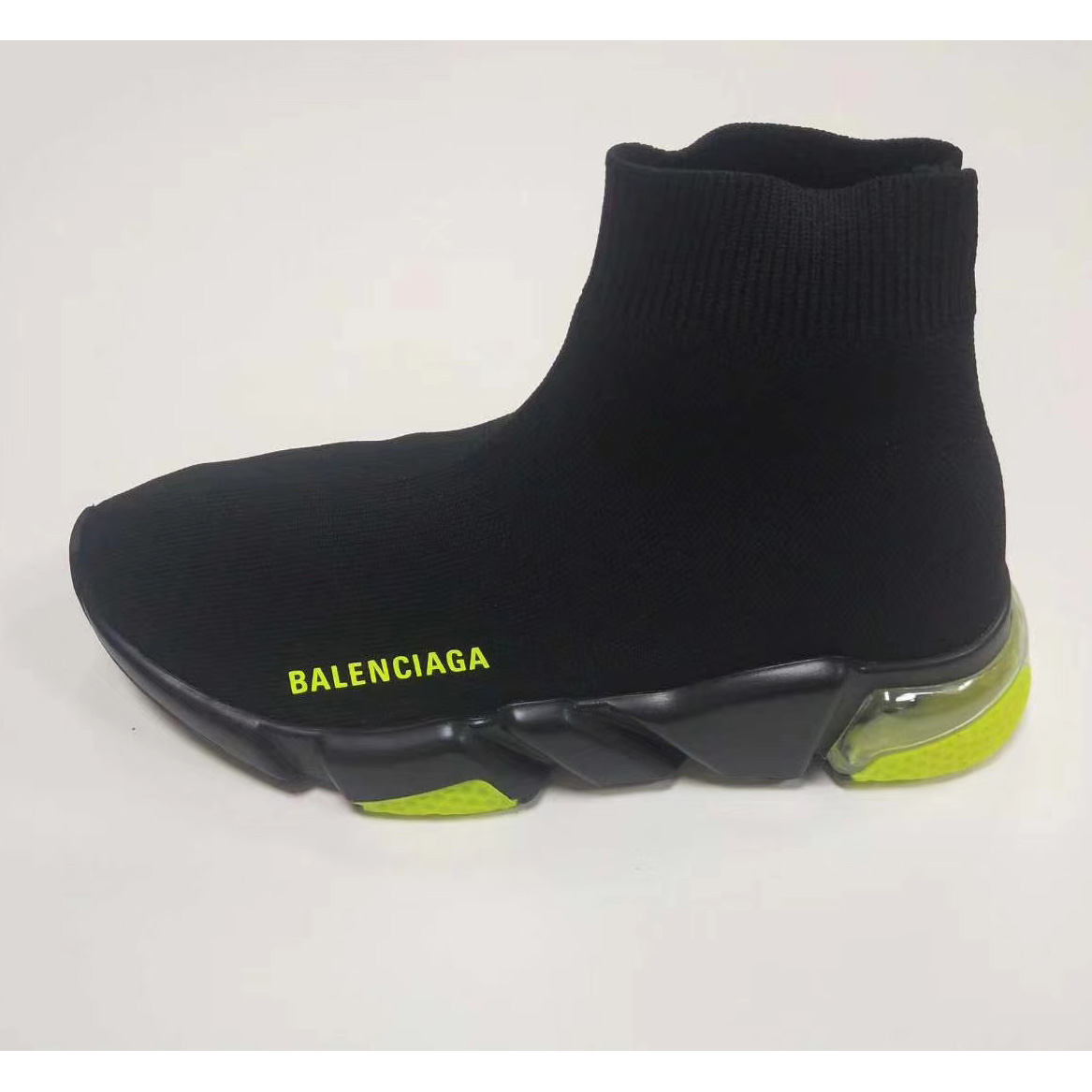 Balenciaga Wmns Speed Clear Sole Trainer 'Black Yellow Fluo' Knit Sneaker  - PerfectKickZ