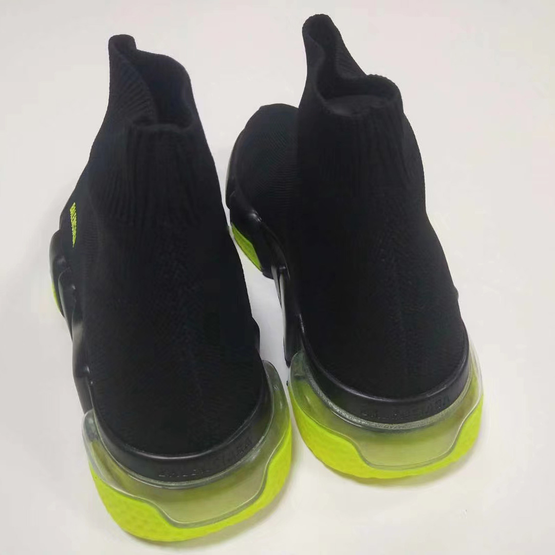 Balenciaga Wmns Speed Clear Sole Trainer 'Black Yellow Fluo' Knit Sneaker  - PerfectKickZ