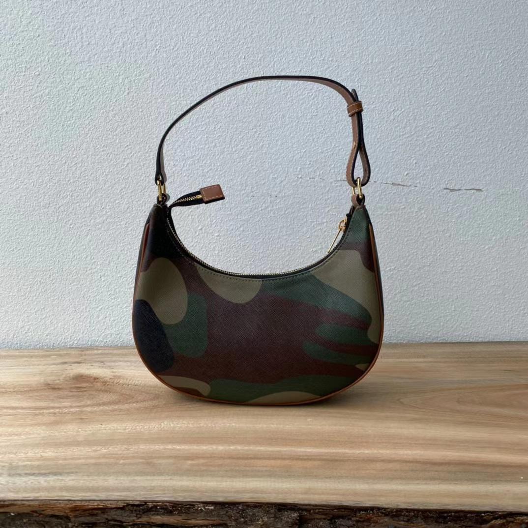 Celine Canvas Calfskin Camouflage Ava Logo Triomphe Shoulder Bag Khaki (24.5-18-7.5cm) - PerfectKickZ