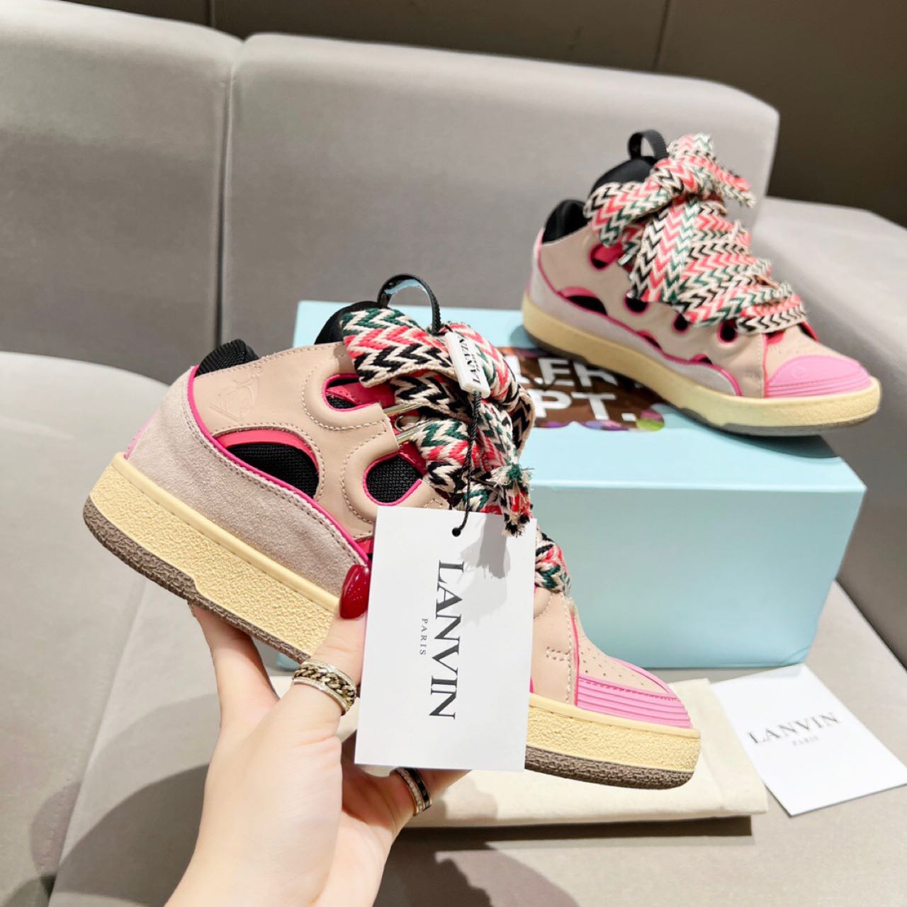 Lanvin Curb Lace Up Sneakers - PerfectKickZ