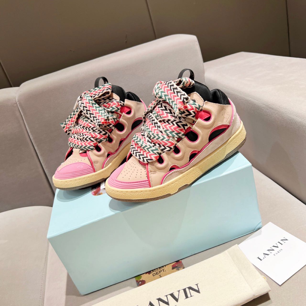 Lanvin Curb Lace Up Sneakers - PerfectKickZ