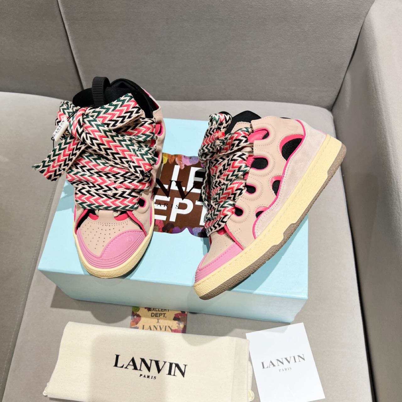 Lanvin Curb Lace Up Sneakers - PerfectKickZ