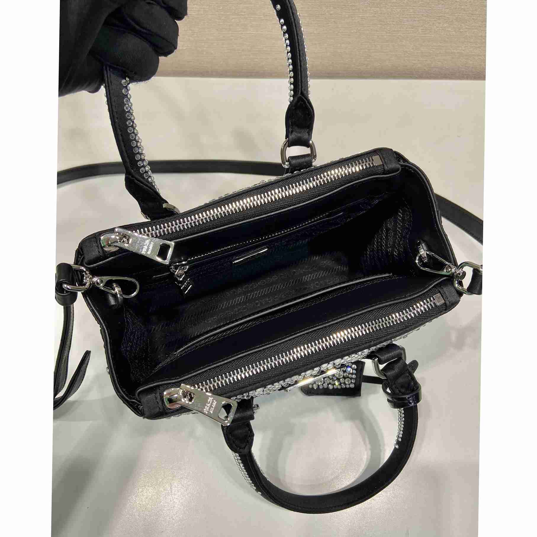 Prada Galleria Satin Mini-bag With Crystals - PerfectKickZ